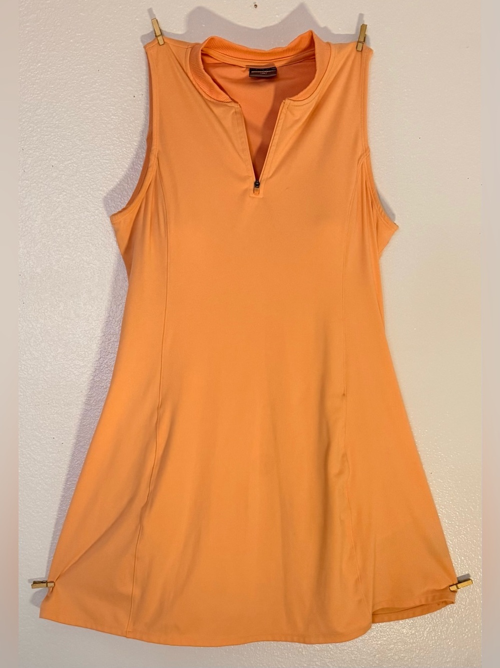 32 Degrees Cool Orange Sleeveless Dress Built In Bra Pockets L